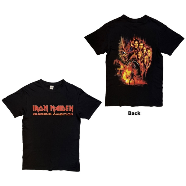 Iron Maiden - Burning Ambition Text Logo Uni Bl T-Shirt in the group MERCHANDISE / T-shirt / Heavy Metal at Bengans Skivbutik AB (5683522r)