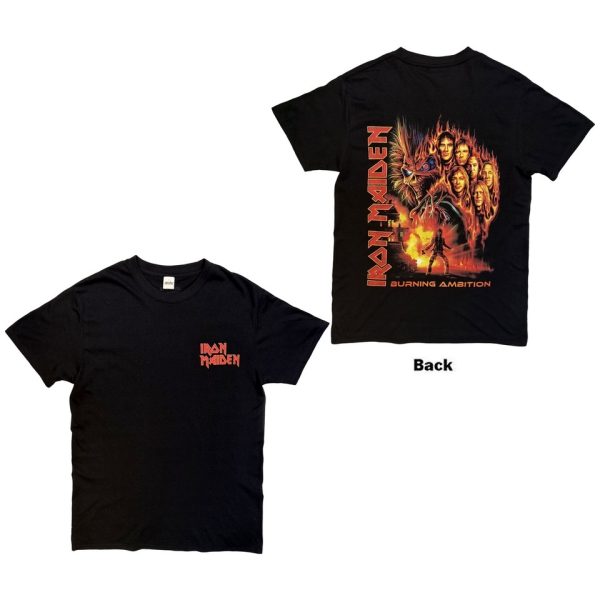 Iron Maiden - Burning Ambition Pocket Logo Uni Bl T-Shirt in the group MERCHANDISE / T-shirt / Heavy Metal at Bengans Skivbutik AB (5683523r)