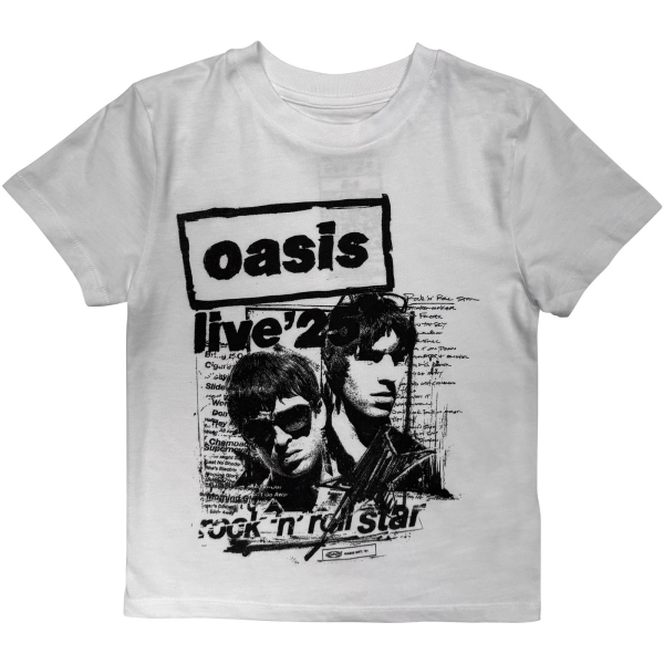 Oasis - Live '25 Rock N Roll Star Boys Wht T-Shirt in the group MERCH / Clothing / Kids' clothing at Bengans Skivbutik AB (5685491r)