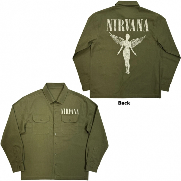 Nirvana - In Utero Logo Uni Green Casual Shirt in the group MERCH / Clothing / Shirts & polos at Bengans Skivbutik AB (5686953r)