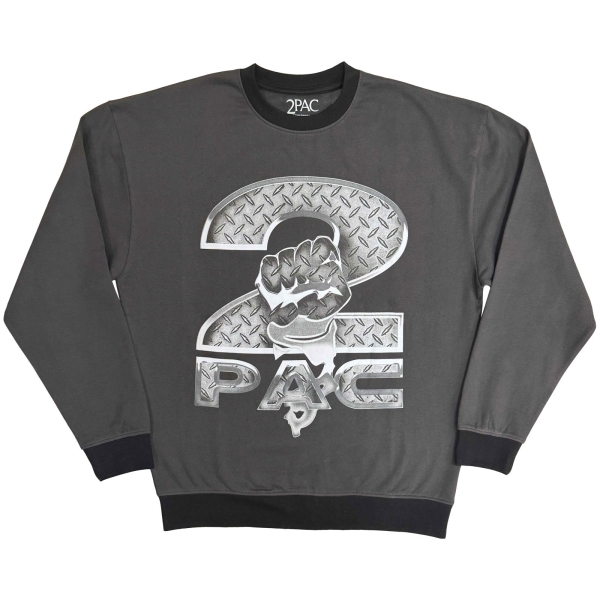2Pac - Steel Logo Uni Grey Sweatshirt in the group MERCHANDISE / Sweatshirt /  /  at Bengans Skivbutik AB (5692969r)