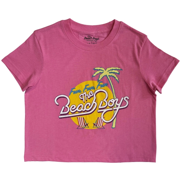 Beach Boys - Fun, Fun, Fun Lady Pink Crop Top in the group MERCHANDISE / T-shirt / Nyheter / Pop-Rock at Bengans Skivbutik AB (5692973r)