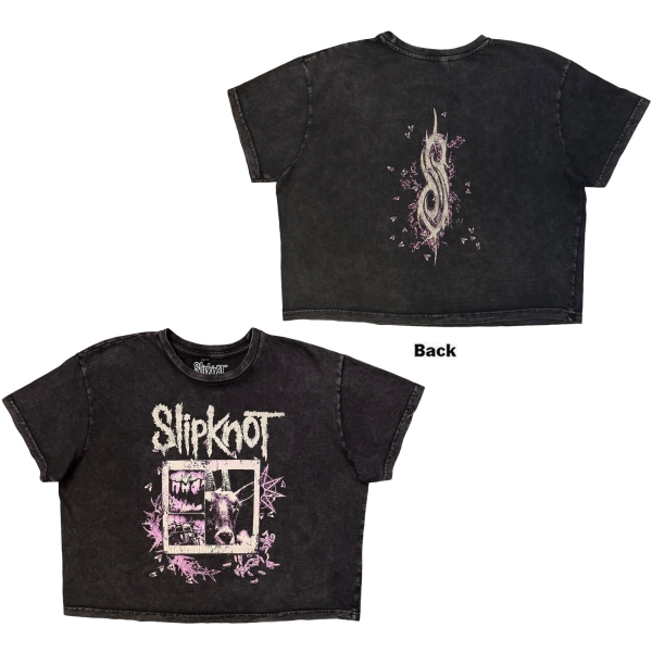 Slipknot - Butterfly Goatee Stone Wash Lady Char Crop Top in the group MERCHANDISE / T-shirt / Nyheter / Hårdrock at Bengans Skivbutik AB (5693023r)