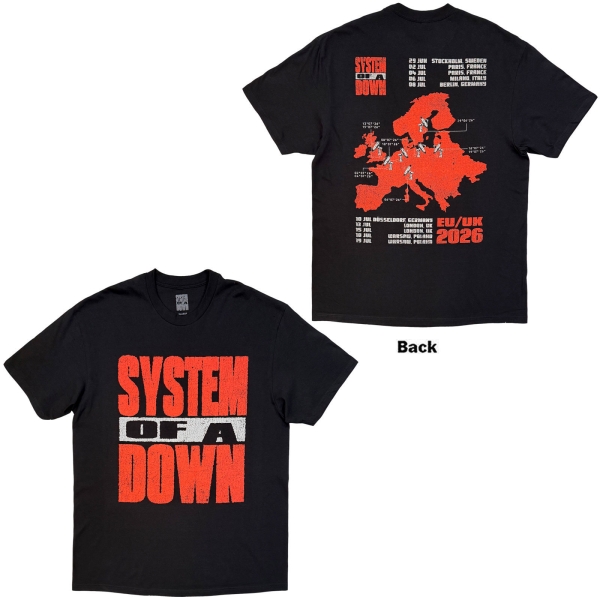System Of A Down - Map Backprint Tour 26 Uni Bl T-Shirt in the group MERCHANDISE / T-shirt / Nyheter / Hårdrock at Bengans Skivbutik AB (5695350r)