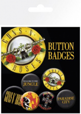 Guns N Roses - Button Badges Lyrics And Logos 6 pack