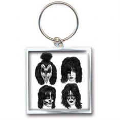 Kiss - Graphite Faces metal keychain