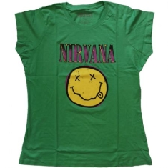 Nirvana - Nirvana Ladies T-Shir : Xerox Smiley Pin