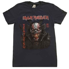 Iron Maiden - Iron Maiden Unisex T-Shirt: Senjutsu Back Cover Vertical Logo (Navy Blue)