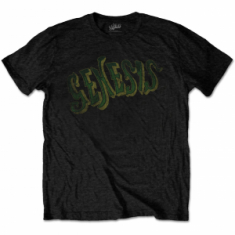 Genesis - Vintage Logo Green (Small) Unisex Black T-Shirt