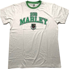 Bob Marley - Collegiate Crest Ringer Uni Wht   