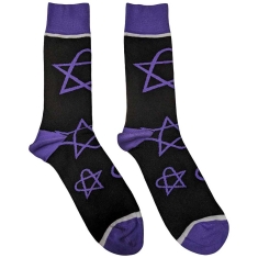 Him - Purple Heartagrams Uni Bl Socks (Eu 40-4