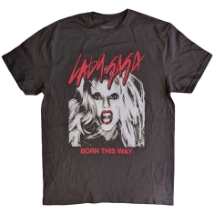 Lady Gaga - Born This Way Photo Uni Grey T-Shirt  (M)