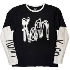 Korn - Metallic Logo Uni Bl/Wht Layered Longsleeve
