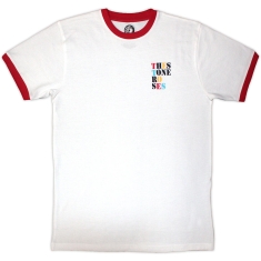 Stone Roses - Side Text Ringer Uni Wht T-Shirt