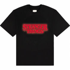 Stranger Things - Logo With Christmas Lights Uni Bl T-Shirt