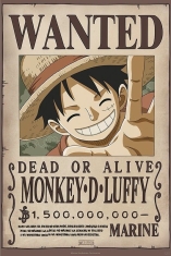 Game Poster - One Piece - Wanted Luffy Child (91,5 X 61 Cm)