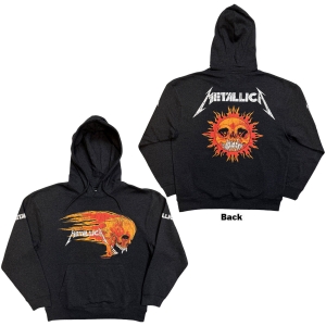 Metallica - Worn Pushead Flaming Skull Uni Char Hoodie