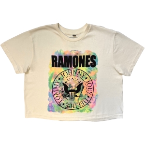 Ramones - Painted Seal Stone Wash Lady Wht Crop Top
