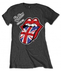 R: Rolling Stones British Tongue Charcoal Ladies T