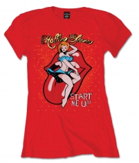 R: Rolling Stones Start Me Up Red Ladies T Shirt