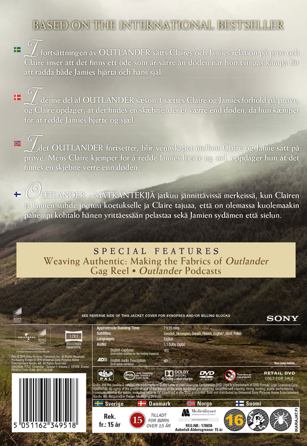 Movie - Outlander - Season 1, Volume 2 Dvd S-T