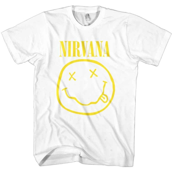 Nirvana - Yellow Happy Face White T-Shirt  (XL)