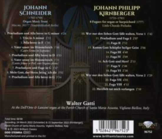 Kirnberger Johann Philipp Schneid - Schneider & Kirnberger: Organ Music