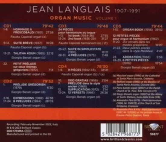 Langlais Jean - Organ Music, Vol. 1 (5Cd)