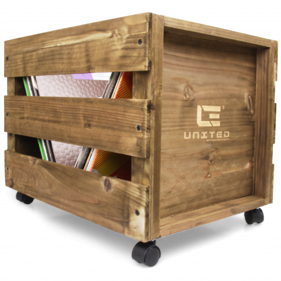 Vinyltillbehör - LP WOOD CRATE med hjul - Vinyl Storage
