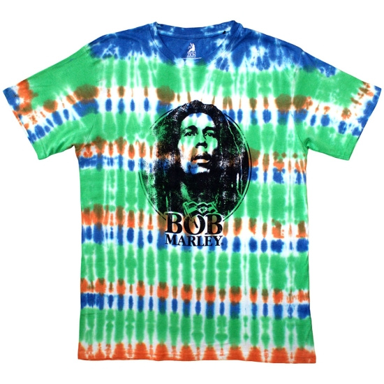 Bob Marley - B&W Logo Uni Wht Dip-Dye   