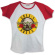 Guns N Roses - Circle Logo Lady Wht/Red S/S Raglan: S Guns N Roses - Circle Logo Lady Wht/Red S/S Raglan: S