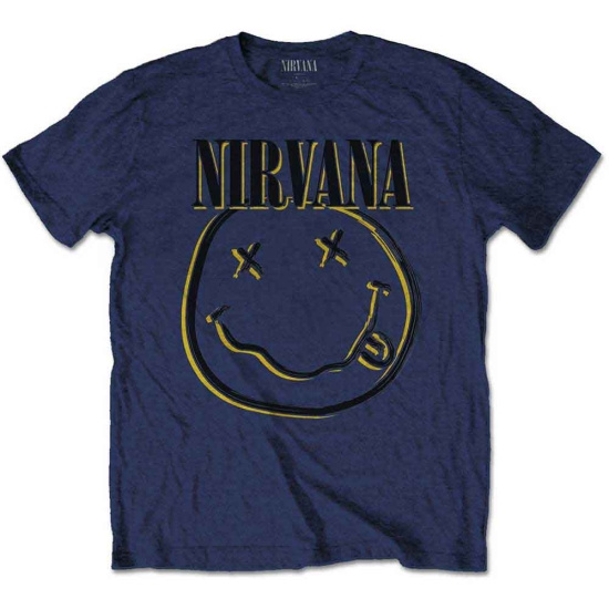 Nirvana - Happy Face Boys T-Shirt Navy