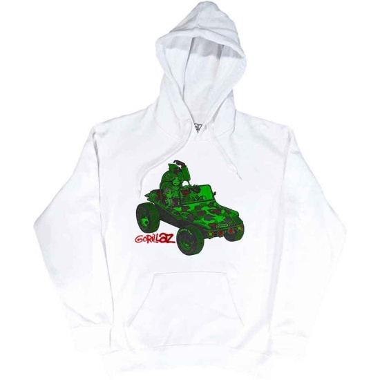 Gorillaz - Green Jeep Uni Wht Hoodie 