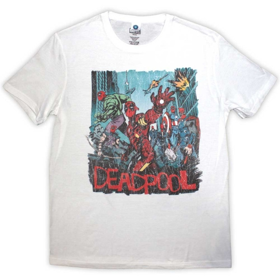 Marvel - Deadpool Hero Scene Vintage Wht T-Shirt