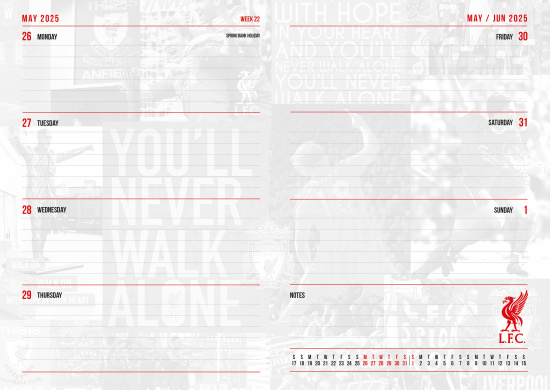Liverpool Fc  - 2025 A5 Diary