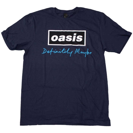 Oasis - Definitely Maybe Text Logo Navy T-Shirt  (M)