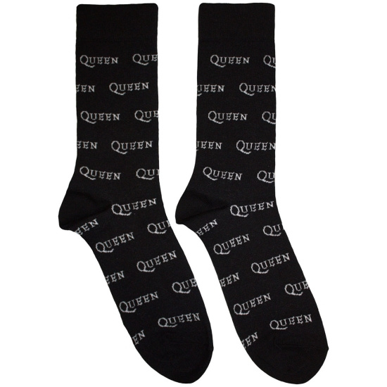 Queen - Logo Repeat Mono Bl Socks