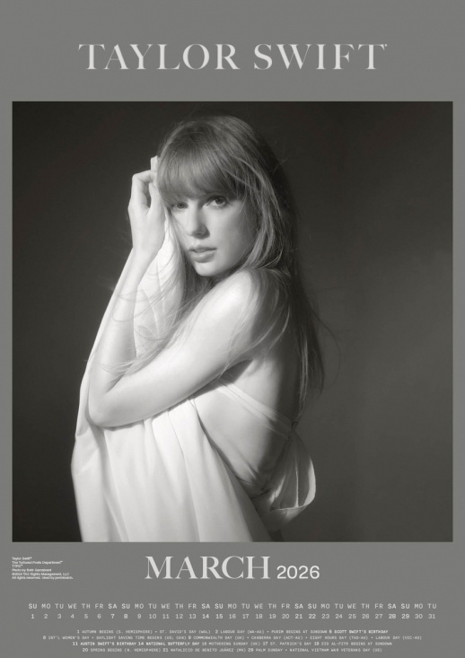 Taylor Swift  - 2026 A3 Calendar