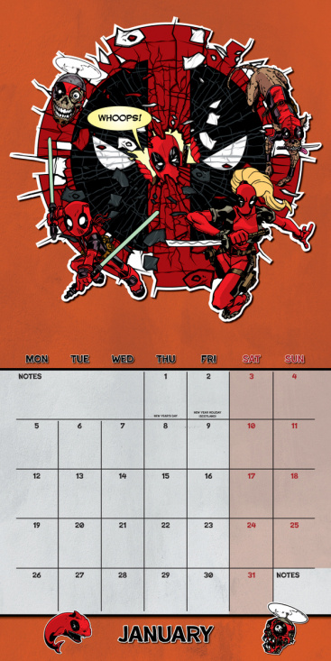 Marvel Deadpool  - 2026 Square Calendar