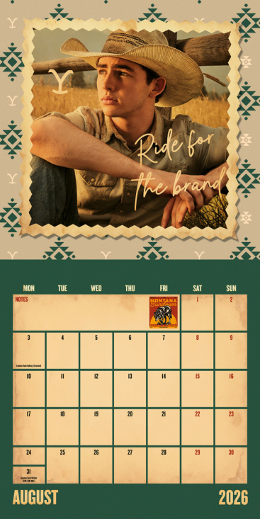 Yellowstone  - 2026 Square Calendar