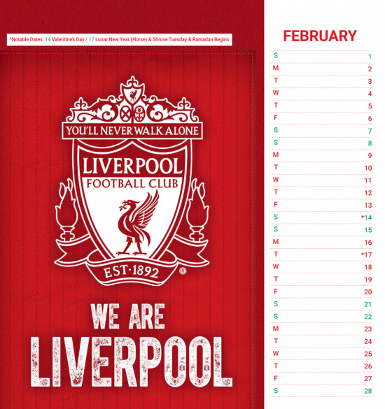 Liverpool Fc - 2026 Desk Easel Calendar