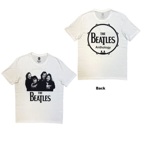 The Beatles - Group Photo Anthology Drum Uni Wht T-Shirt