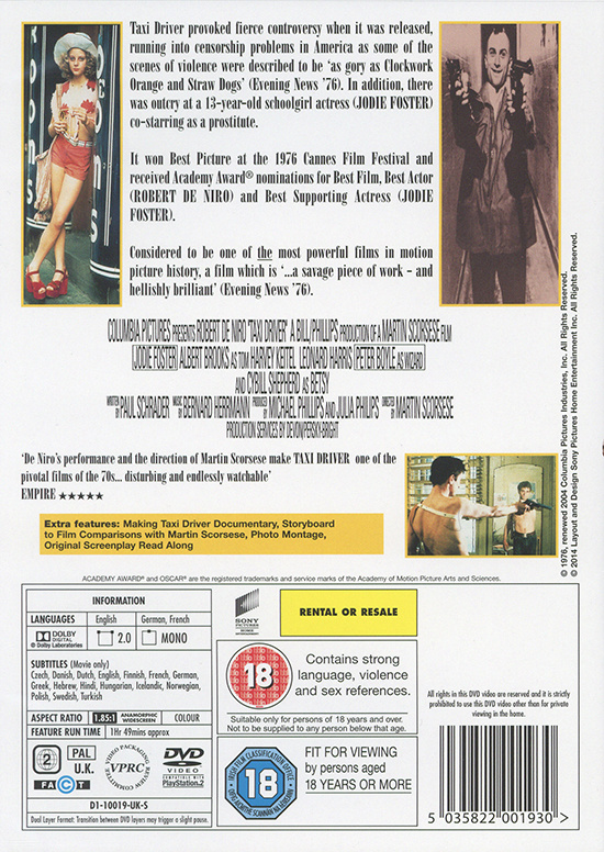 Movie - Taxi Driver (Dvd) Bnl+Nc