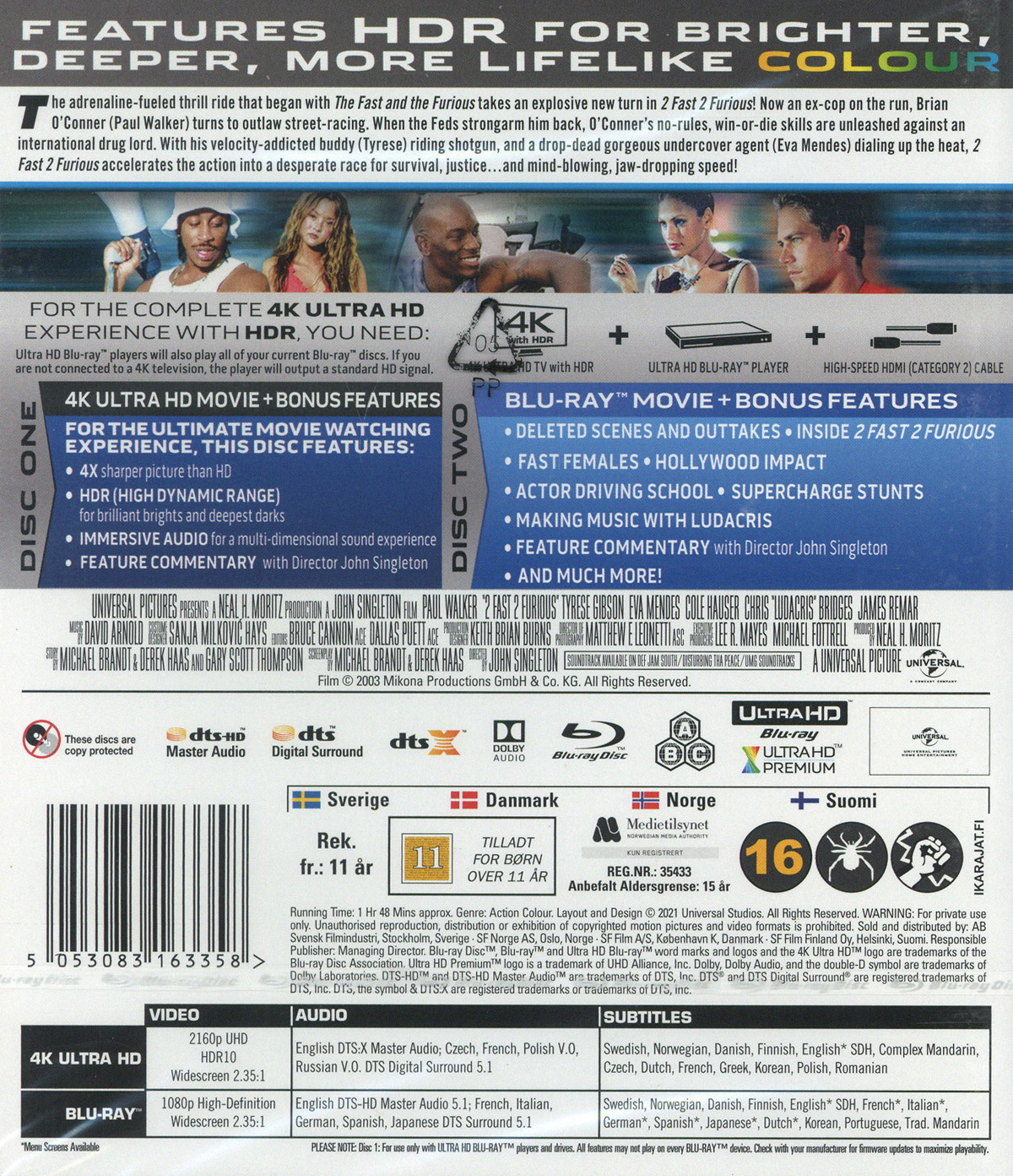 Movie - 2 Fast 2 Furious (Uhd+Bd) Uhd S-T