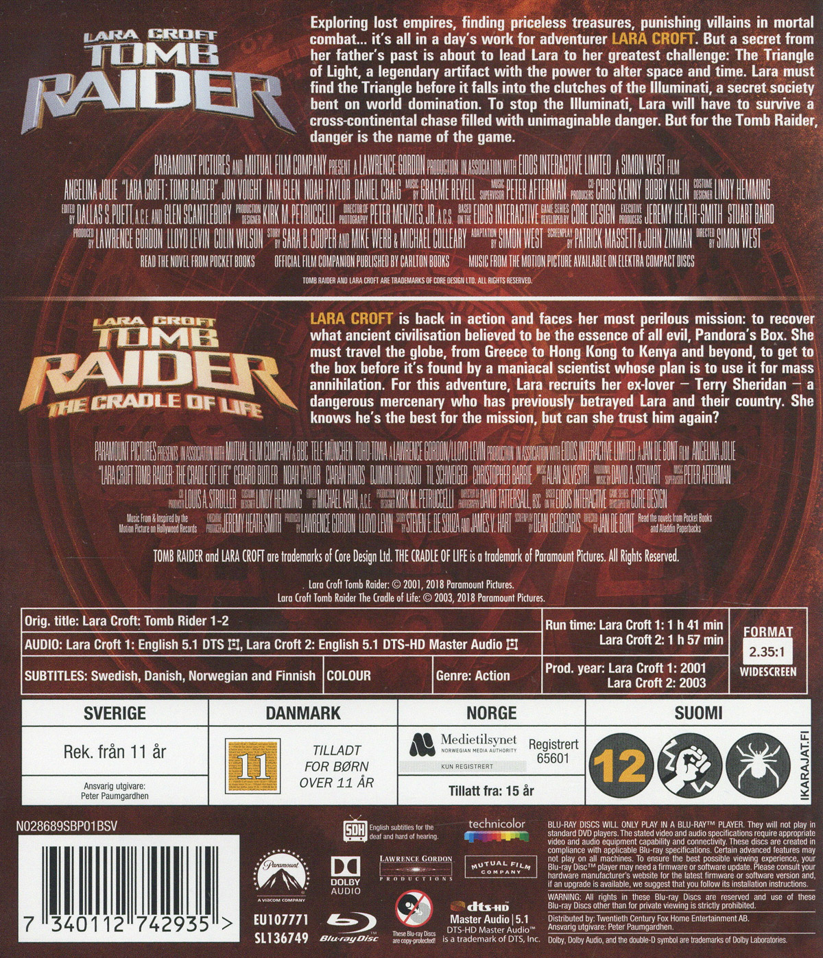 Movie - Lara Croft: Tomb Raider 1-2 Bd