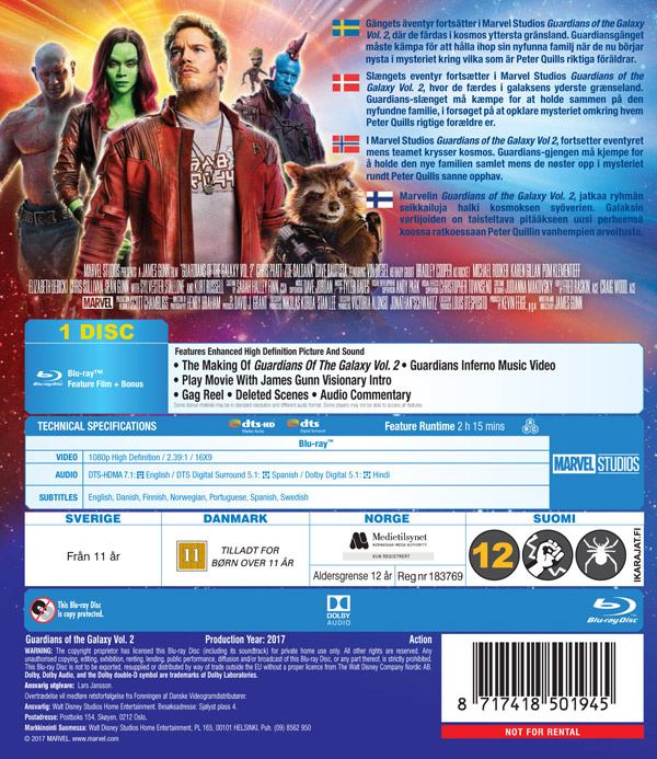 Movie - Guardians Of The Galaxy 2 Bd/Scandi