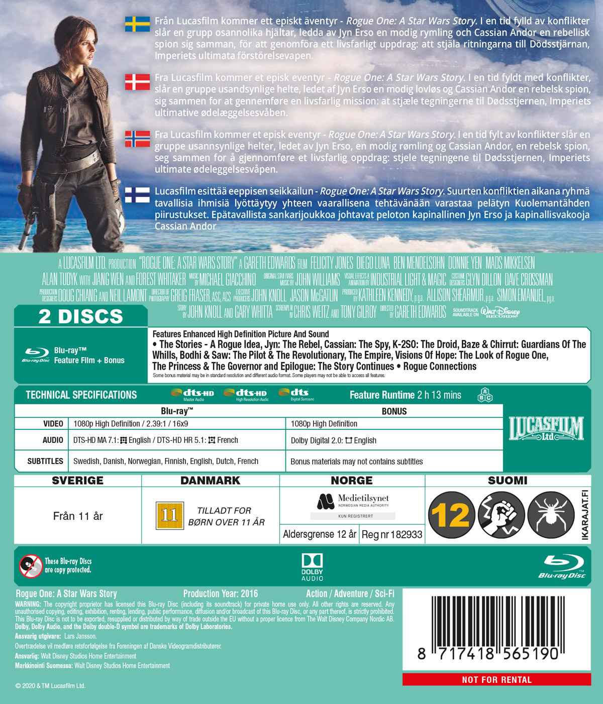Movie - Rogue One A Star Wars Story Bd/Scandi 20