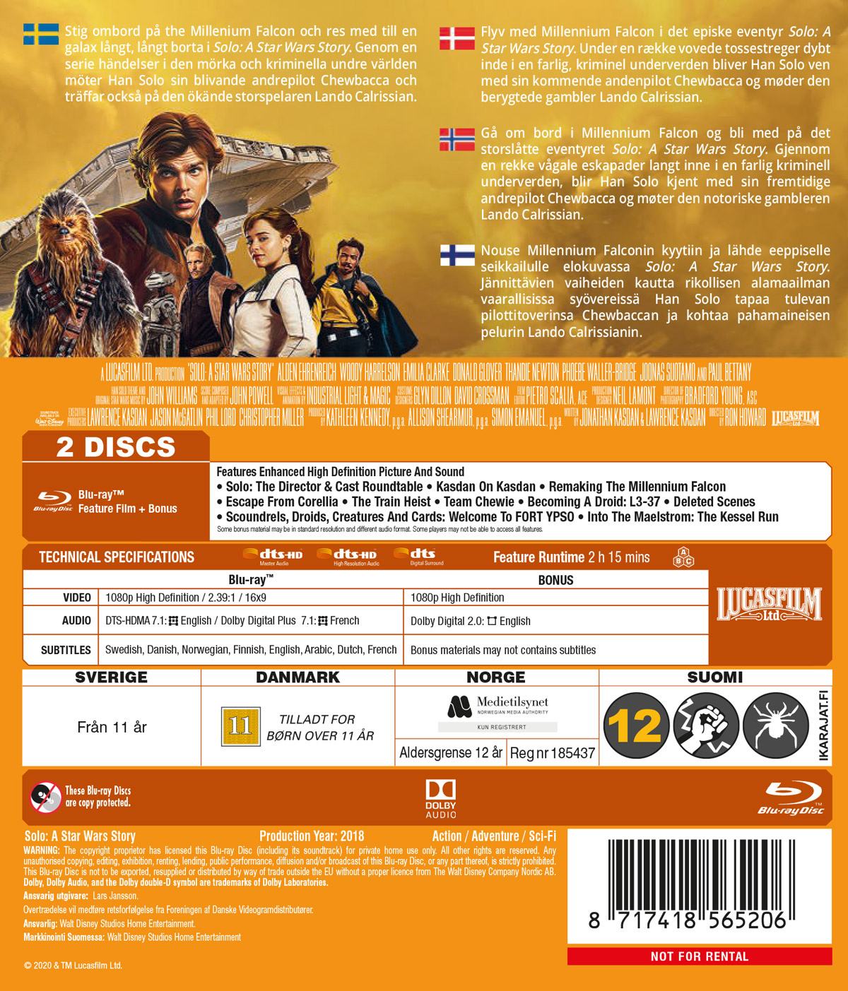 Movie - Solo A Star Wars Story Bd/Scandi 2020