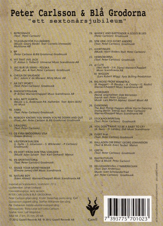 Peter Carlsson & Blå Grodorna - Ett Sextonårsjubileum (DVD)