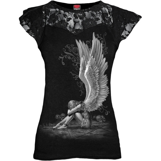 Spiral - Enslaved Angel - Ladies Lace Layered Cap Sleeve Top